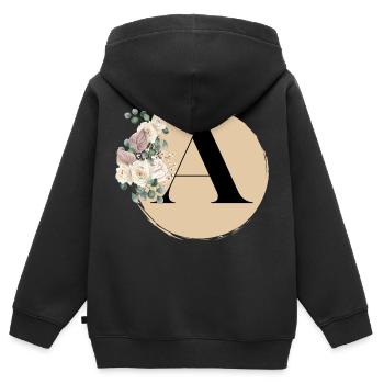 Buchstabe A - Kinder Premium Organic Zip Hoodie - Schwarz - Hinten - AI Model Kid Male (0cm)