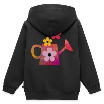 Rote Gießkanne mit Blumen - Kinder Premium Organic Zip Hoodie - Schwarz - Hinten - AI Model Kid Male (0cm)