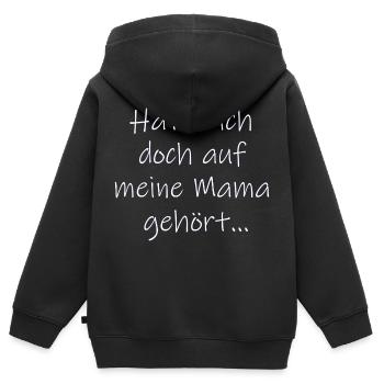 Hätte ich doch auf meine Mama gehört - Sprüche - Kinder Premium Organic Zip Hoodie - Schwarz - Hinten - AI Model Kid Male (0cm)