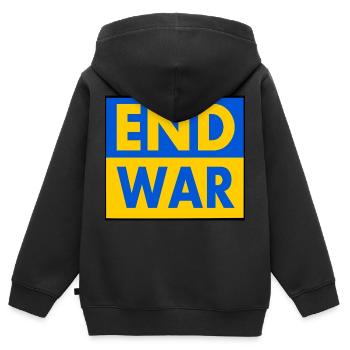 End war - Kids Premium Organic Zip-up Hoodie - black - Back - AI Model Kid Male (0cm)