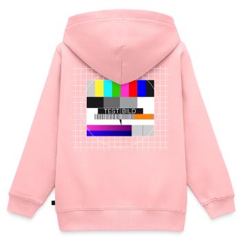 Tester l’image Écran de télévision Affichage nostalgique - Sweat Premium à capuche zippé enfant bio - rose - Dos - AI Model Kid Female (0cm)