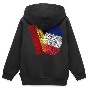 Fingerabdruck Franzose Frankreich - Kinder Premium Organic Zip Hoodie - Schwarz - Hinten - AI Model Kid Male (0cm)