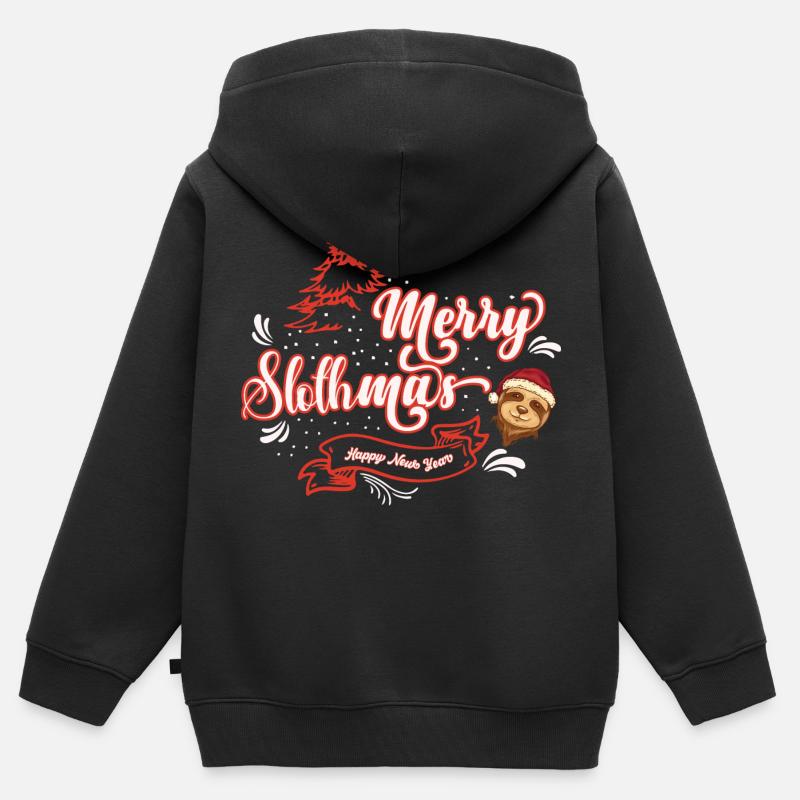 Joyeux slothmas 2023 - Sweat Premium à capuche zippé enfant bio - noir