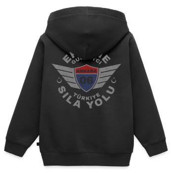 Ankara - Kinder Premium Organic Zip Hoodie - Schwarz - Hinten - AI Model Kid Male (0cm)