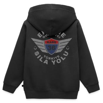 Kars - Kinder Premium Organic Zip Hoodie - Schwarz - Hinten - AI Model Kid Male (0cm)