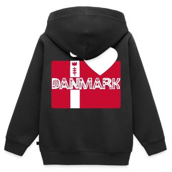 Dänemark - Kinder Premium Organic Zip Hoodie - Schwarz - Hinten - AI Model Kid Male (0cm)