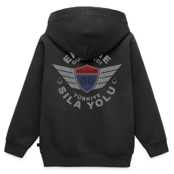 Nevşehir - Kinder Premium Organic Zip Hoodie - Schwarz - Hinten - AI Model Kid Male (0cm)