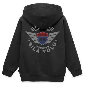 Sivas - Kinder Premium Organic Zip Hoodie - Schwarz - Hinten - AI Model Kid Male (0cm)