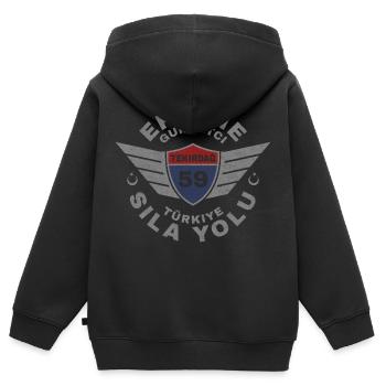 Tekirdağ - Kinder Premium Organic Zip Hoodie - Schwarz - Hinten - AI Model Kid Male (0cm)