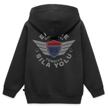 Trabzon - Kinder Premium Organic Zip Hoodie - Schwarz - Hinten - AI Model Kid Male (0cm)