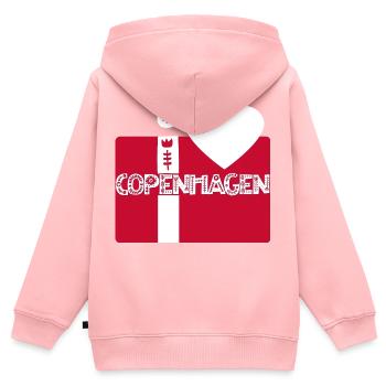 Kopenhagen - Kinder Premium Organic Zip Hoodie - Rosa - Hinten - AI Model Kid Female (0cm)