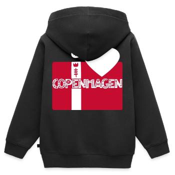 Copenhague - Sweat Premium à capuche zippé enfant bio - noir - Dos - AI Model Kid Male (0cm)