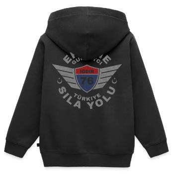 Iğdır - Kinder Premium Organic Zip Hoodie - Schwarz - Hinten - AI Model Kid Male (0cm)