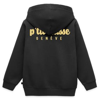 Enfant garçon Suisse ville de Genève - Sweat Premium à capuche zippé enfant bio - noir - Dos - AI Model Kid Male (0cm)