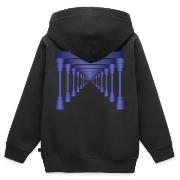 Antike 3D-Säulen - Kinder Premium Organic Zip Hoodie - Schwarz - Hinten - AI Model Kid Male (0cm)