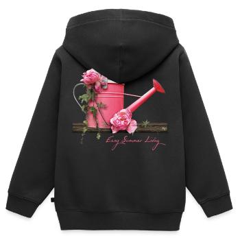 Vie estivale facile - Sweat Premium à capuche zippé enfant bio - noir - Dos - AI Model Kid Male (0cm)