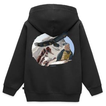 Baretgeier Nationalpark Berchtesgaden - Kinder Premium Organic Zip Hoodie - Schwarz - Hinten - AI Model Kid Male (0cm)