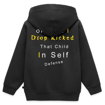 Officer I Drop Kicked That Child In Self Defense - Sweat Premium à capuche zippé enfant bio - noir - Dos - AI Model Kid Male (0cm)