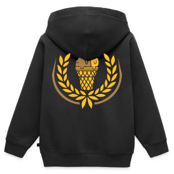 Lorbeerkranz Eis Waffel Schokolade - Kinder Premium Organic Zip Hoodie - Schwarz - Hinten - AI Model Kid Male (0cm)