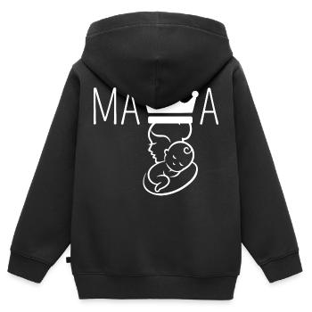 mama couronne - Kids Premium Organic Zip-up Hoodie - black - Back - AI Model Kid Male (0cm)