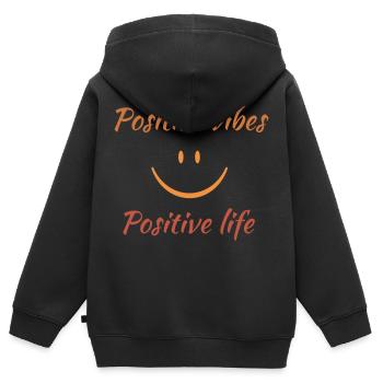 Des ondes positives. Une vie positive. - Sweat Premium à capuche zippé enfant bio - noir - Dos - AI Model Kid Male (0cm)