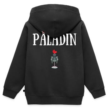 PALADIN PERSONNGE JDR ARMURE - Sweat Premium à capuche zippé enfant bio - noir - Dos - AI Model Kid Male (0cm)