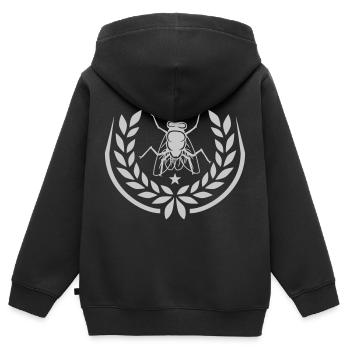 Star Laurel Wreath Housefly Design - Kids Premium Organic Zip-up Hoodie - black - Back - AI Model Kid Male (0cm)