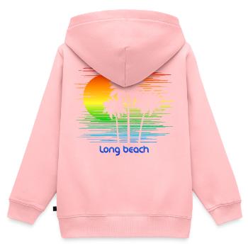 Long Beach Kalifornien LGBTQ Regenbogenflagge Pride - Kinder Premium Organic Zip Hoodie - Rosa - Hinten - AI Model Kid Female (0cm)