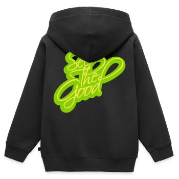 see the good Zitat - Kinder Premium Organic Zip Hoodie - Schwarz - Hinten - AI Model Kid Male (0cm)