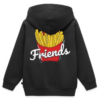 Pommes Frites Pommes Liebhaber Pommes Fritten Spru - Kinder Premium Organic Zip Hoodie - Schwarz - Hinten - AI Model Kid Male (0cm)