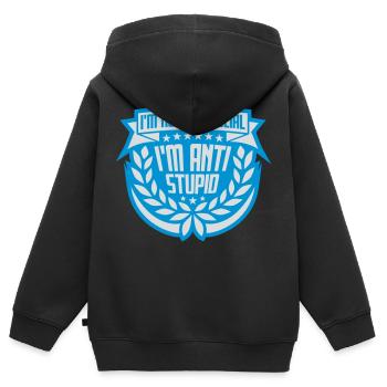 pas antisocial anti-stupide - Sweat Premium à capuche zippé enfant bio - noir - Dos - AI Model Kid Male (0cm)