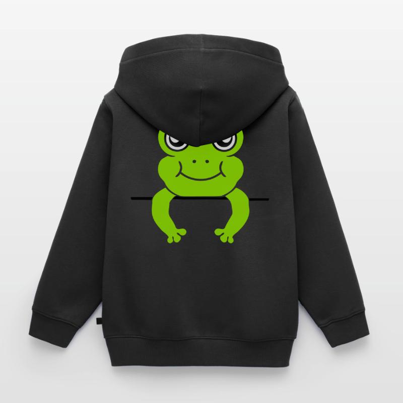 Frog Wall Shield Bande dessinée Sweat Premium à capuche zippé enfant bio
