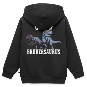 Großer Brudersaurus T-Rex Dino Geschenk Großer Bru - Kinder Premium Organic Zip Hoodie - Schwarz - Hinten - AI Model Kid Male (0cm)