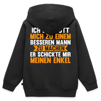Großvater Großpapa Opi Opa - Kinder Premium Organic Zip Hoodie - Schwarz - Hinten - AI Model Kid Male (0cm)