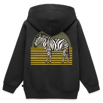 Zèbre - Sweat Premium à capuche zippé enfant bio - noir - Dos - AI Model Kid Male (0cm)