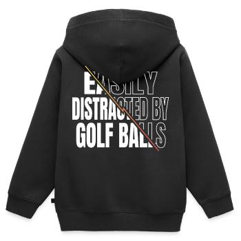 Golfbag GolfLove GolfGift Puter Golfmom - Sweat Premium à capuche zippé enfant bio - noir - Dos - AI Model Kid Male (0cm)