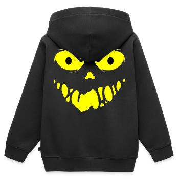 Visage maléfique - Sweat Premium à capuche zippé enfant bio - noir - Dos - AI Model Kid Male (0cm)