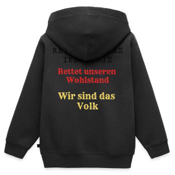 Rettet unseren Wohlstand Rettet unsere Industrie. - Kinder Premium Organic Zip Hoodie - Schwarz - Hinten - AI Model Kid Male (0cm)
