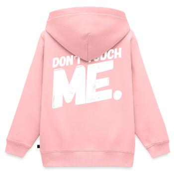 NE ME TOUCHEZ PAS. T-shirt cool et nouveau. CONCEPTION MAXIMALE - Sweat Premium à capuche zippé enfant bio - rose - Dos - AI Model Kid Female (0cm)