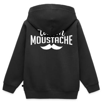 Tonton Moustache - Sweat Premium à capuche zippé enfant bio - noir - Dos - AI Model Kid Male (0cm)