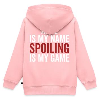Alice is My Name Spoiling is My Game - Kids Premium Organic Zip-up Hoodie - rose - Back - AI Model Kid Female (0cm)
