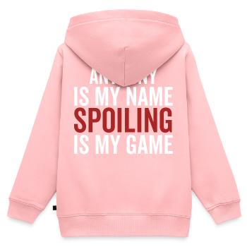 Anthony ist mein Name Verderben ist mein Spiel - Kinder Premium Organic Zip Hoodie - Rosa - Hinten - AI Model Kid Female (0cm)