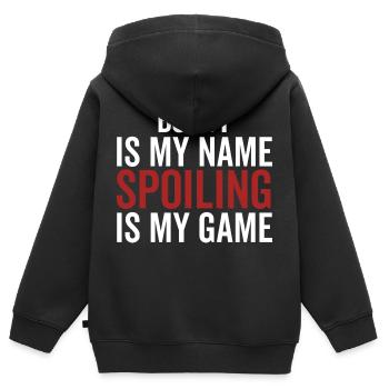 Bobby est mon nom Spoiling est mon jeu - Sweat Premium à capuche zippé enfant bio - noir - Dos - AI Model Kid Male (0cm)