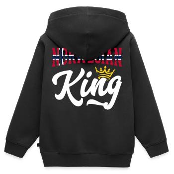 Norwegischer König Norwegen Norwegische Flagge - Kinder Premium Organic Zip Hoodie - Schwarz - Hinten - AI Model Kid Male (0cm)