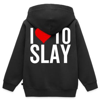 Ich liebe es zu töten - Kinder Premium Organic Zip Hoodie - Schwarz - Hinten - AI Model Kid Male (0cm)