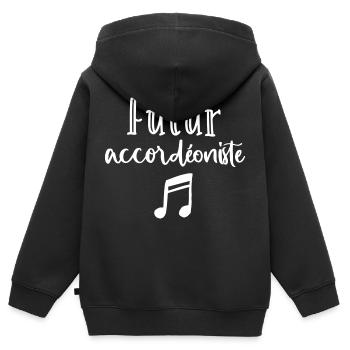 Futur accordéoniste - Sweat Premium à capuche zippé enfant bio - noir - Dos - AI Model Kid Male (0cm)