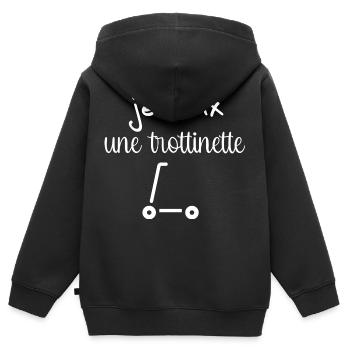 je veux une trottinette - Sweat Premium à capuche zippé enfant bio - noir - Dos - AI Model Kid Male (0cm)