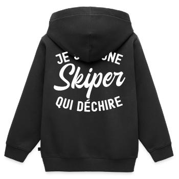 je suis une skiper qui déchire - Sweat Premium à capuche zippé enfant bio - noir - Dos - AI Model Kid Male (0cm)