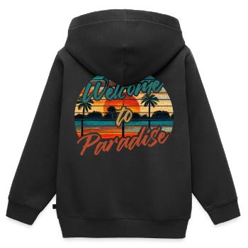 Welcome to paradise vintage sunset palm trees - Kinder Premium Organic Zip Hoodie - Schwarz - Hinten - AI Model Kid Male (0cm)