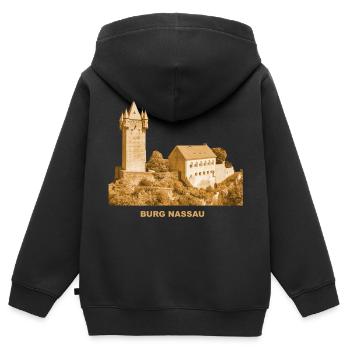 Nassau Burg Lahn Rheinland-Pfalz Ruine - Kinder Premium Organic Zip Hoodie - Schwarz - Hinten - AI Model Kid Male (0cm)